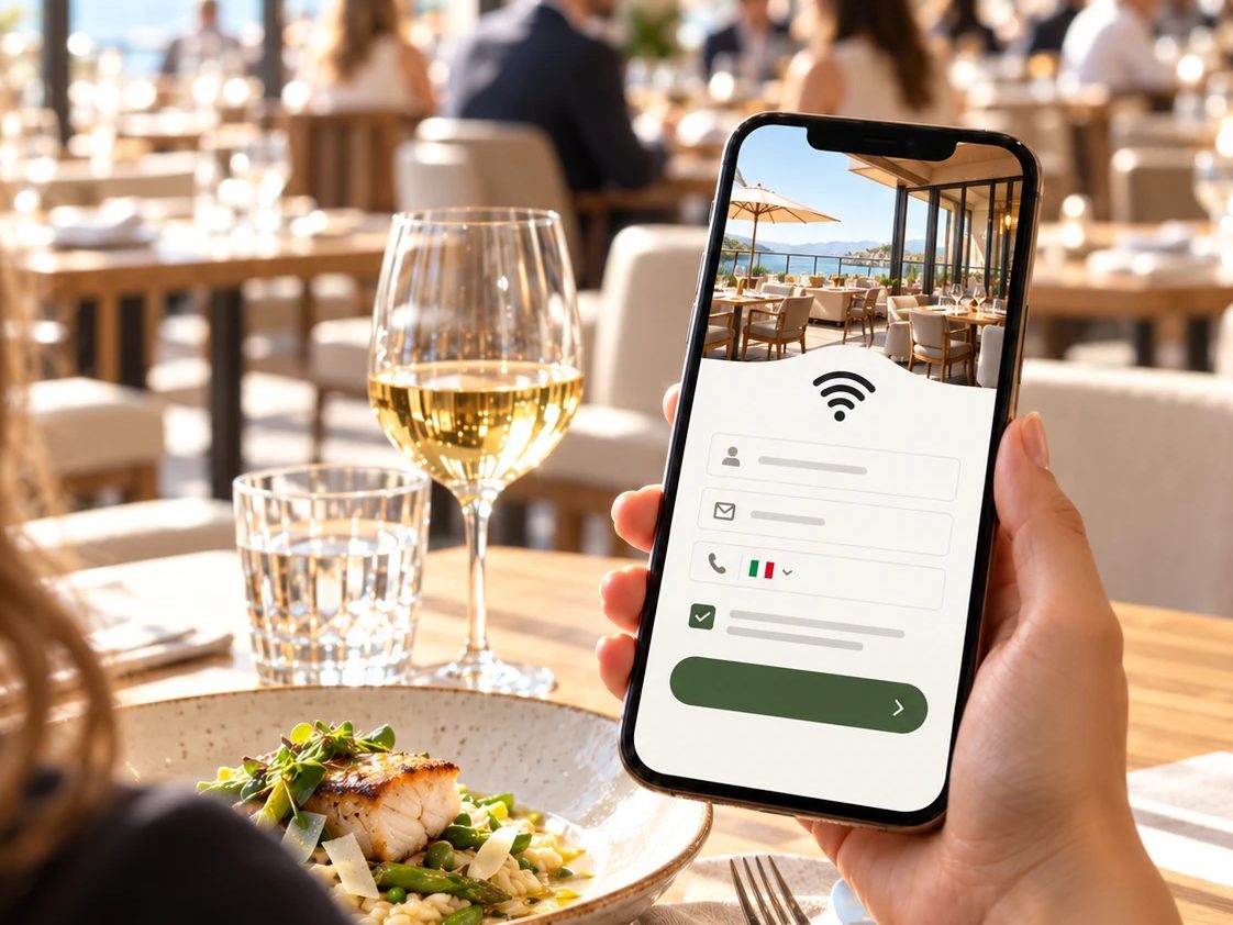 Portale WiFi del ristorante sul telefono del cliente